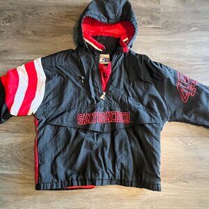 90's Vintage Starter San Francisco 49ers Pullover Hoody Jacket- Size Large